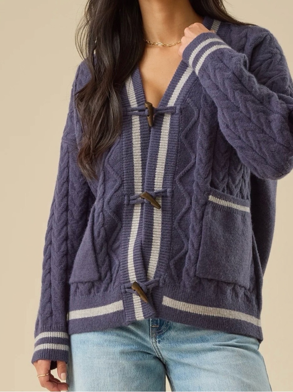 NEW Altar’d State Navy Knit Cardigan Sweater Size Large NWT